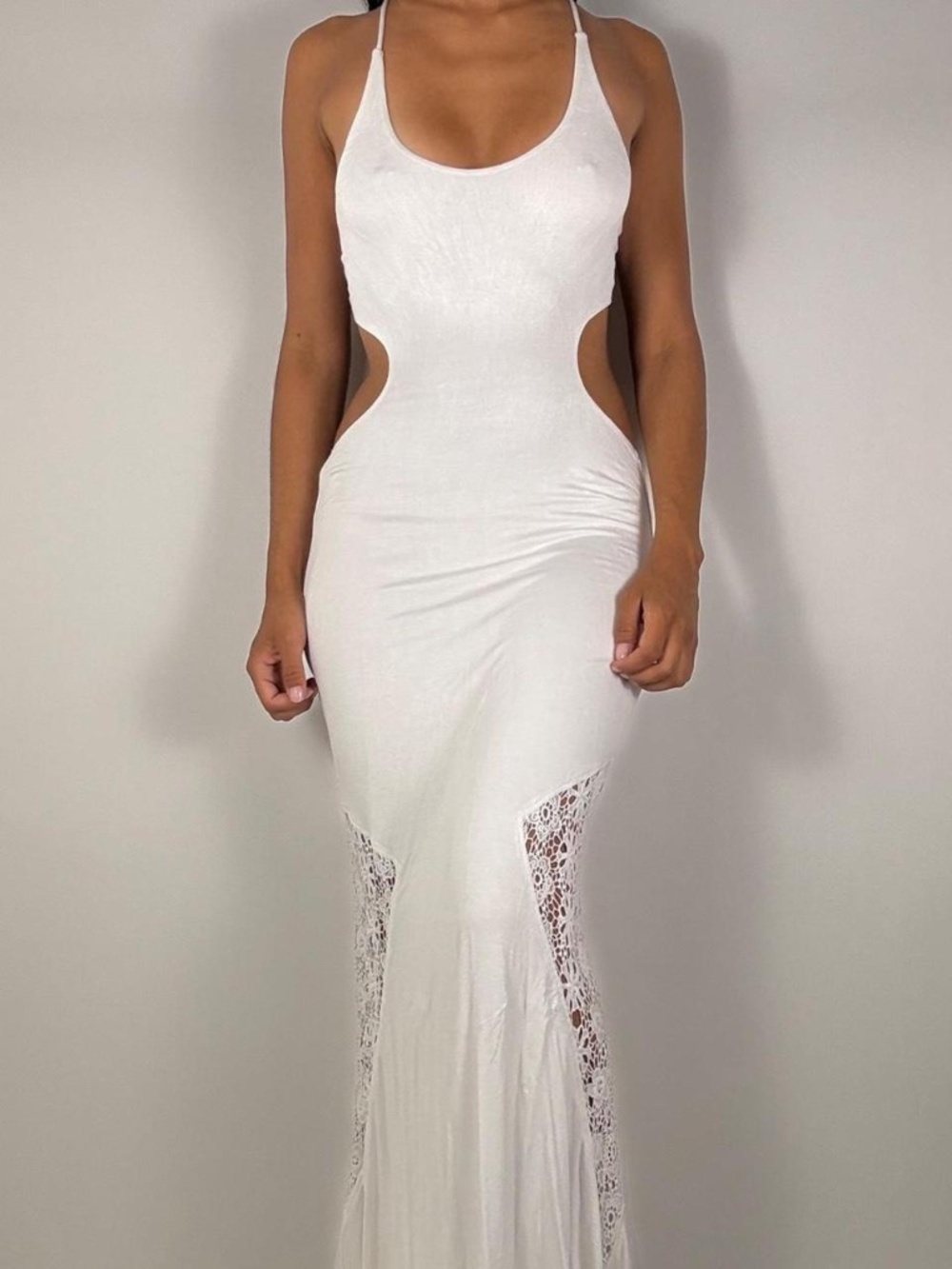 Y2k WHITE CUT OUT BACKLESS MAXI DRESS